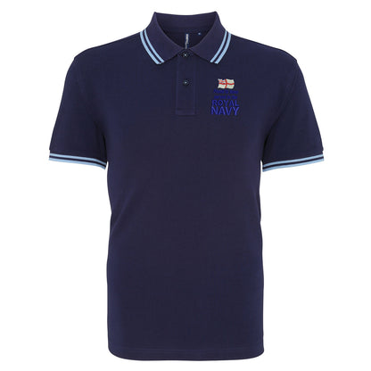 Proud to Have Served in The Royal Navy Embroidered Tipped Polo Shirt