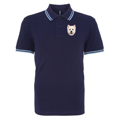 Westie Dog Face Tipped Polo Shirt