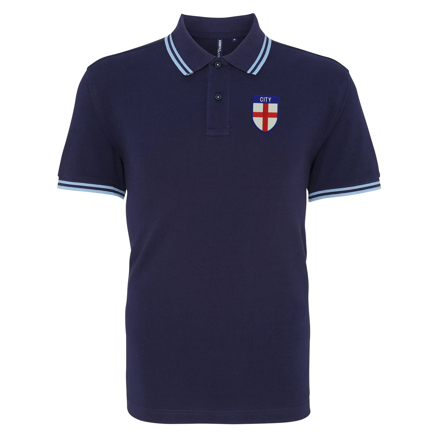 City Flag of England Shield Tipped Embroidered Polo Shirt