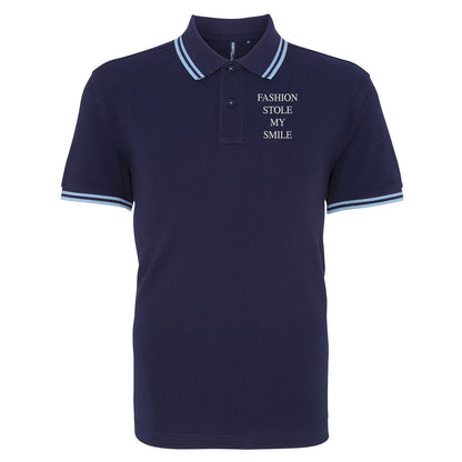 Fashion Stole My Smile Tipped Polo Shirt 