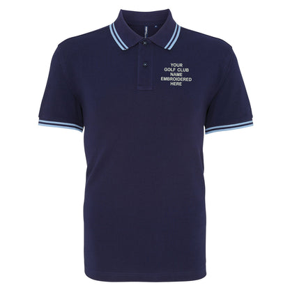 Personalised Golf Club Embroidered Tipped Polo Shirt