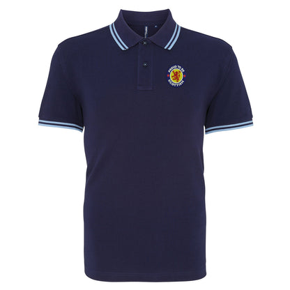 Proud to be Scottish Embroidered Tipped Polo Shirt