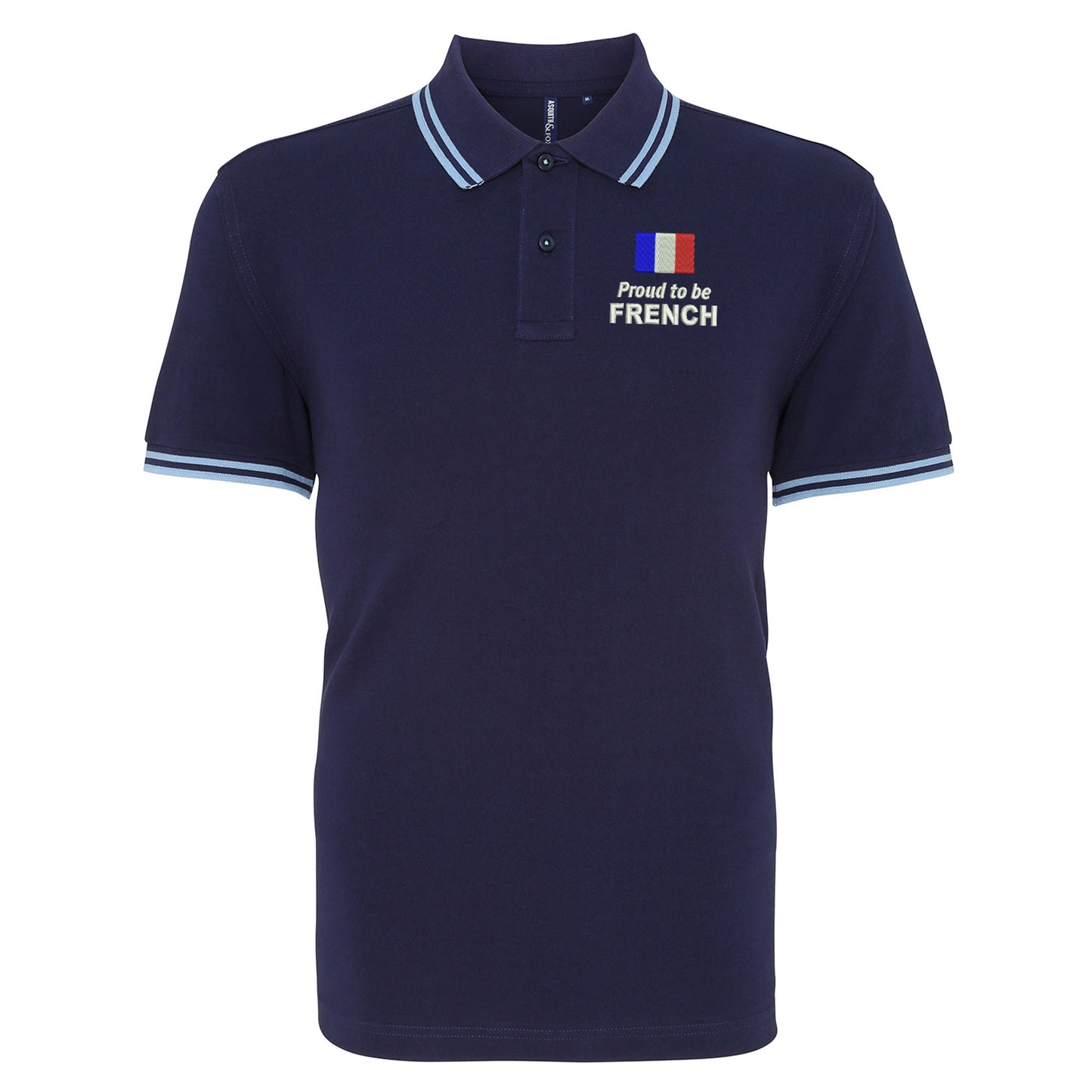 Proud to be French Embroidered Tipped Polo Shirt