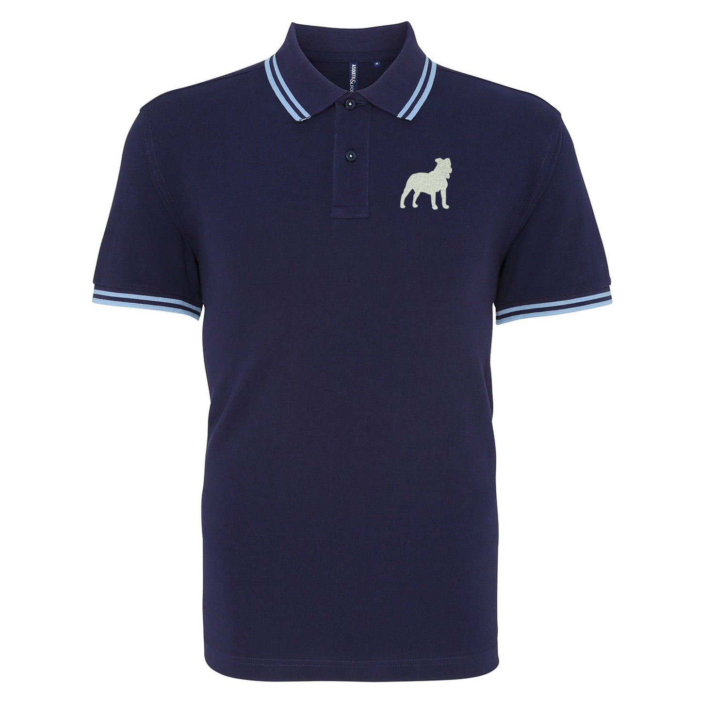 Staffordshire Bull Terrier Embroidered Tipped Polo Shirt