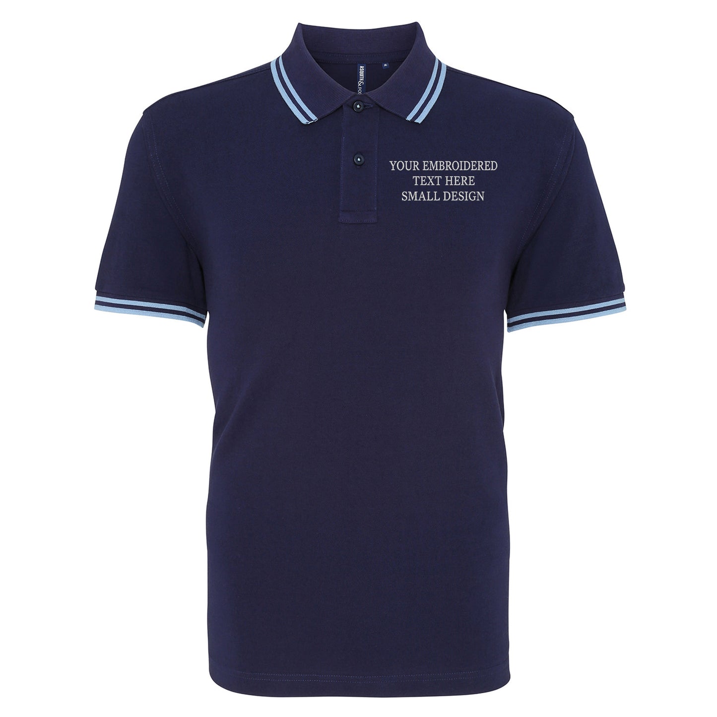 Personalised Custom Small Text Embroidered Tipped Polo Shirt
