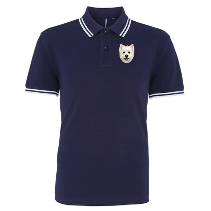 Westie Dog Face Tipped Polo Shirt