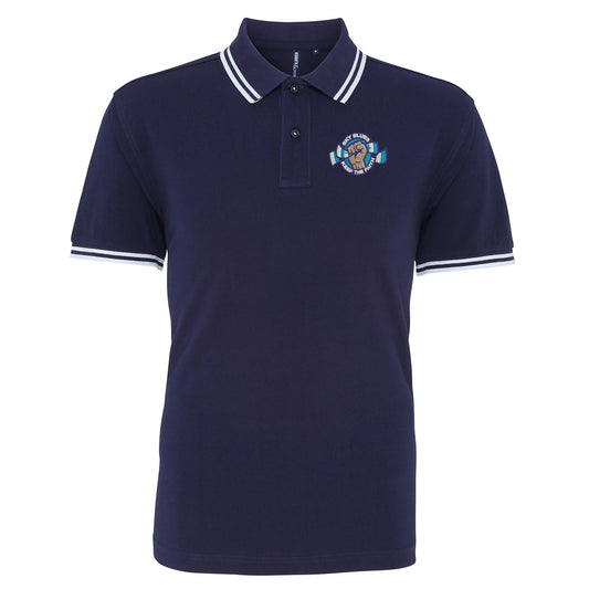 Sky Blues Keep The Faith Embroidered Tipped Polo Shirt