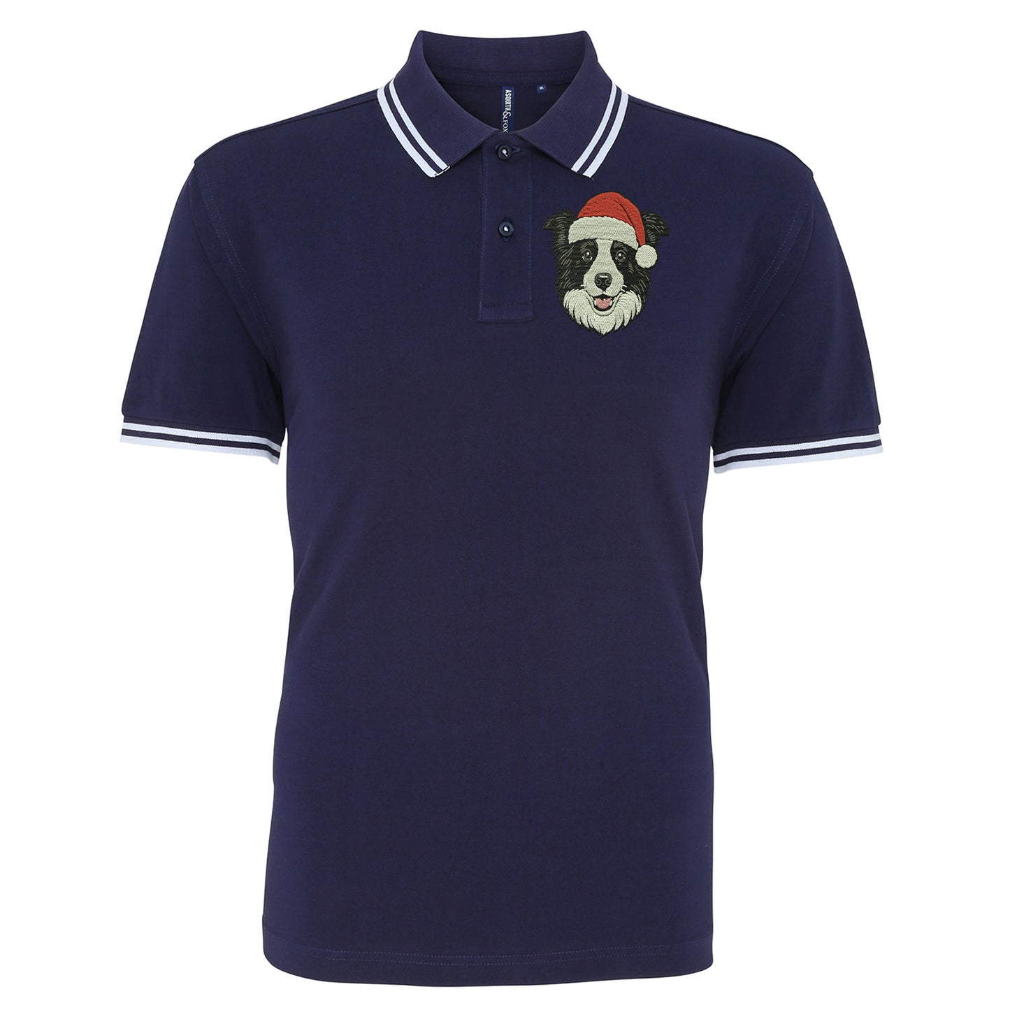 Border Collie Christmas Tipped Polo Shirt