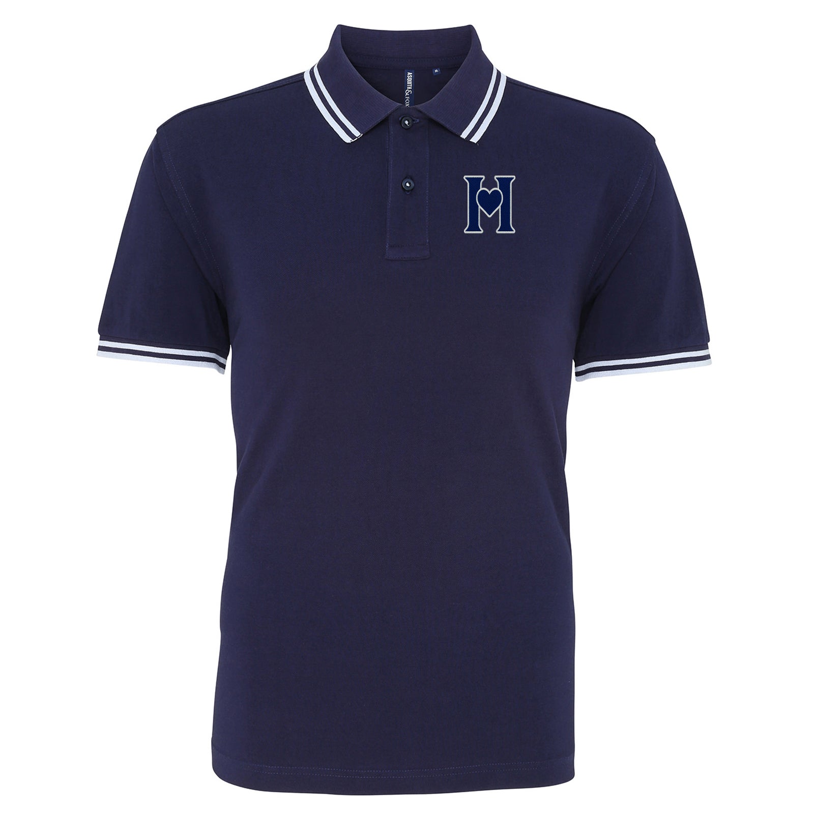 Retro Old School Hearts Football Tipped Polo Shirt