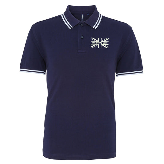 The Royal Navy Union Jack Embroidered Tipped Polo Shirt