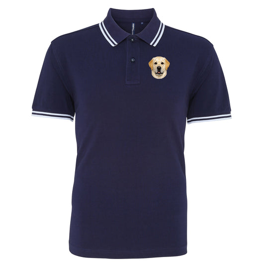 Yellow Labrador Dog Face Tipped Polo Shirt