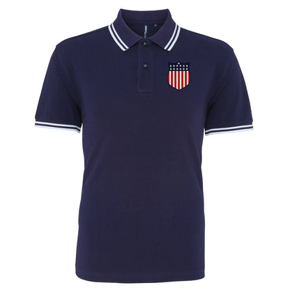 Retro USA 1913 Soccer Embroidered Tipped Polo Shirt