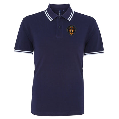 Dachshund Face Embroidered Tipped Polo Shirt