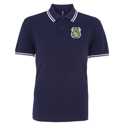Retro Mansfield 1920s Embroidered Tipped Polo Shirt