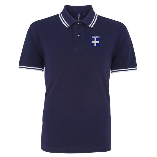 Shetland Flag of Scotland Shield polo shirt