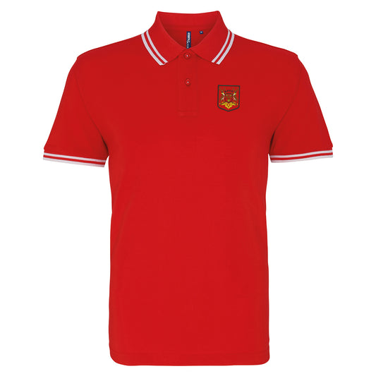Retro Forest 1970 Shield Embroidered Tipped Polo Shirt