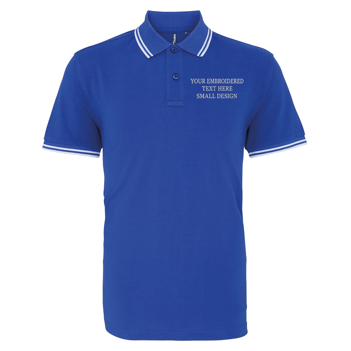 Personalised Custom Small Text Embroidered Tipped Polo Shirt