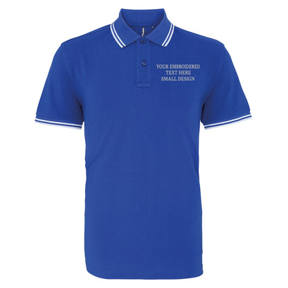 Personalised Custom Small Text Embroidered Tipped Polo Shirt