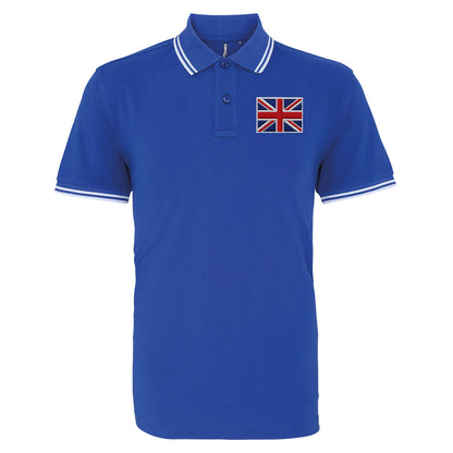 Union Jack Flag Embroidered Tipped Polo Shirt