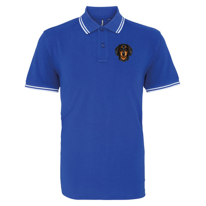 Dachshund Face Embroidered Tipped Polo Shirt