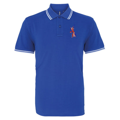 United Kingdom Flag Map Embroidered Tipped Polo Shirt