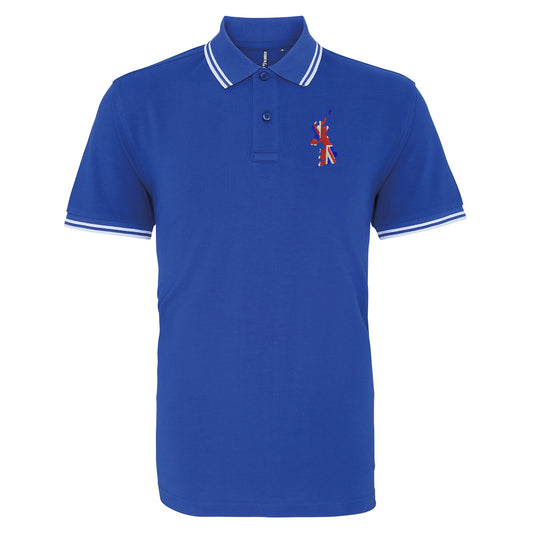 United Kingdom Flag Map Embroidered Tipped Polo Shirt