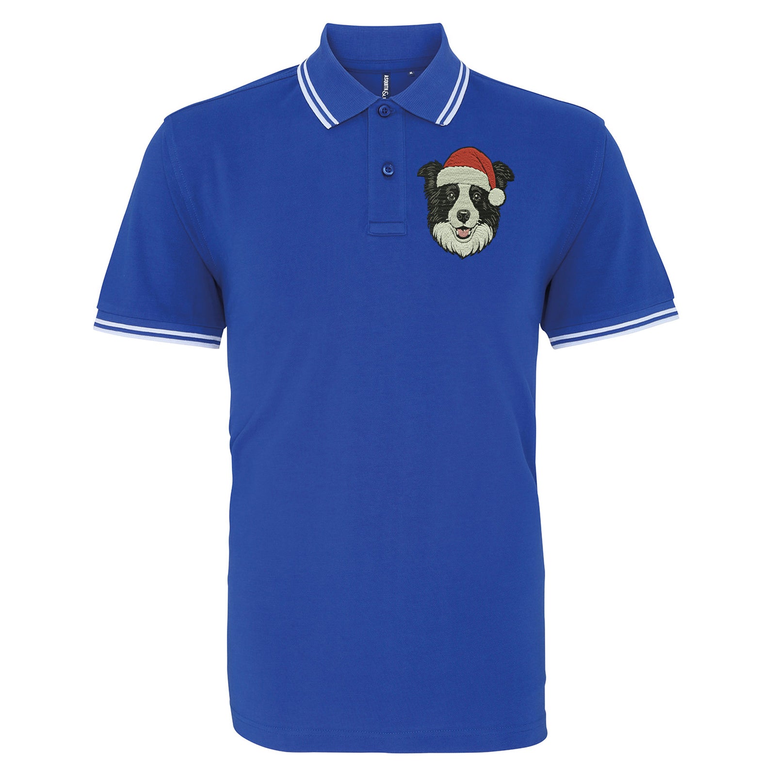 Border Collie Christmas Tipped Polo Shirt