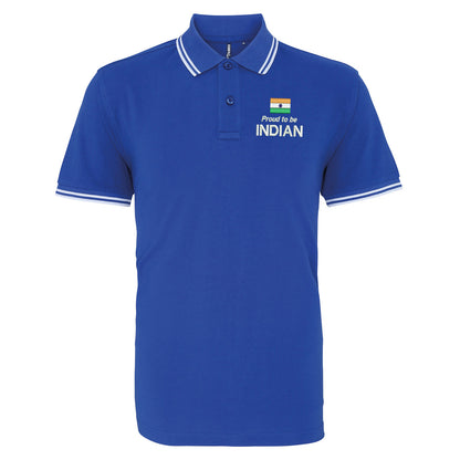 Proud to be Indian Embroidered Tipped Polo Shirt