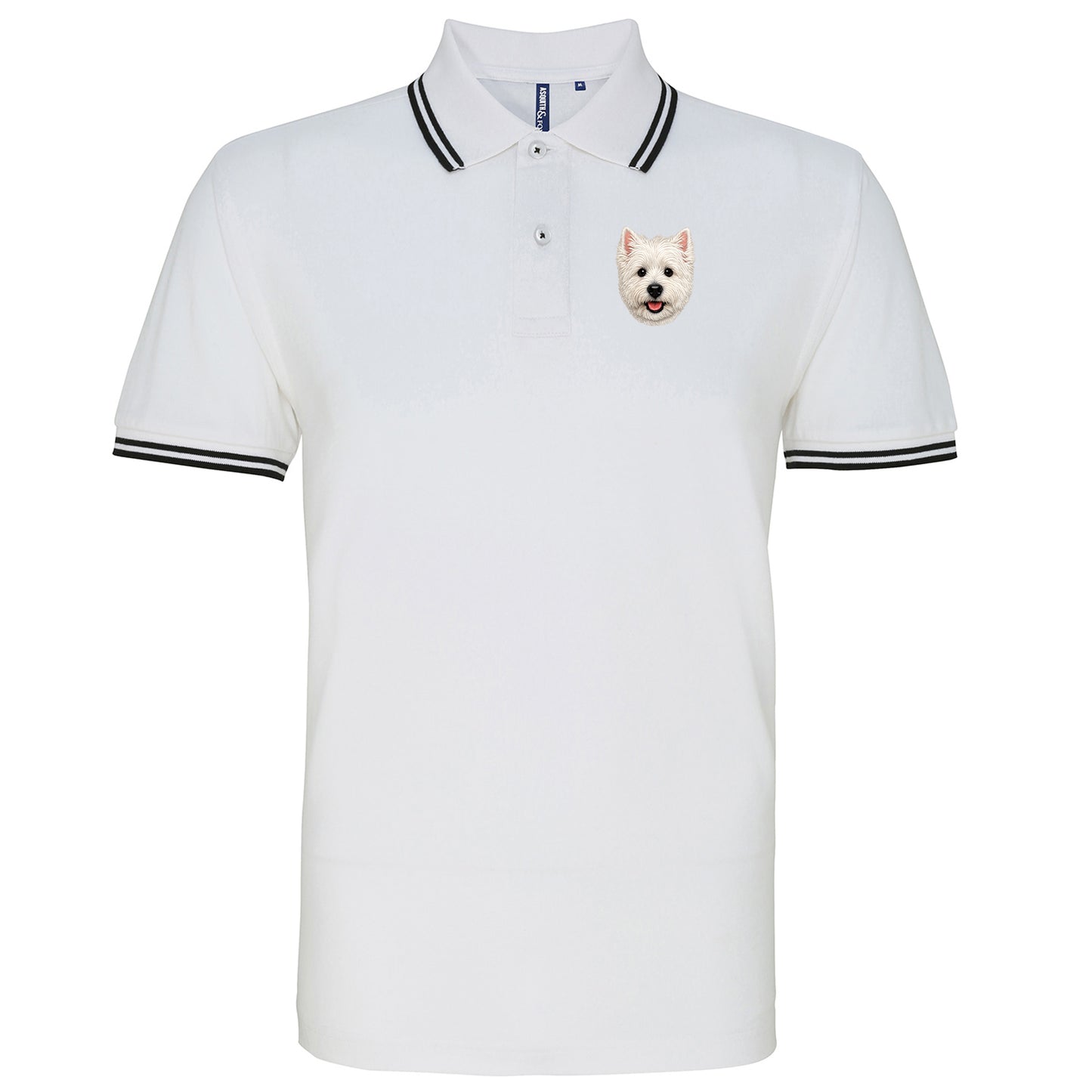 Westie Dog Face Tipped Polo Shirt