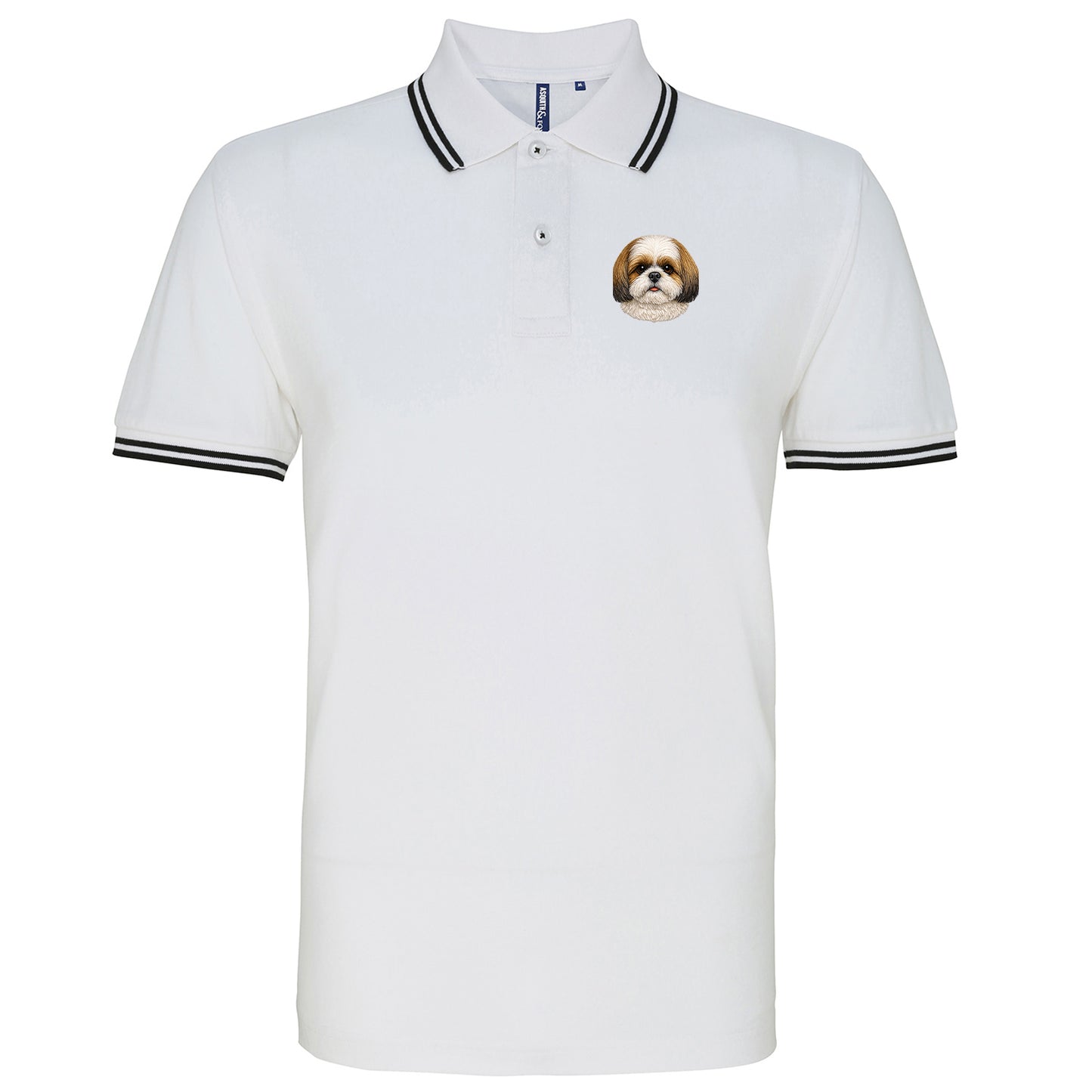 Shih Tzu Dog Face Tipped Polo Shirt