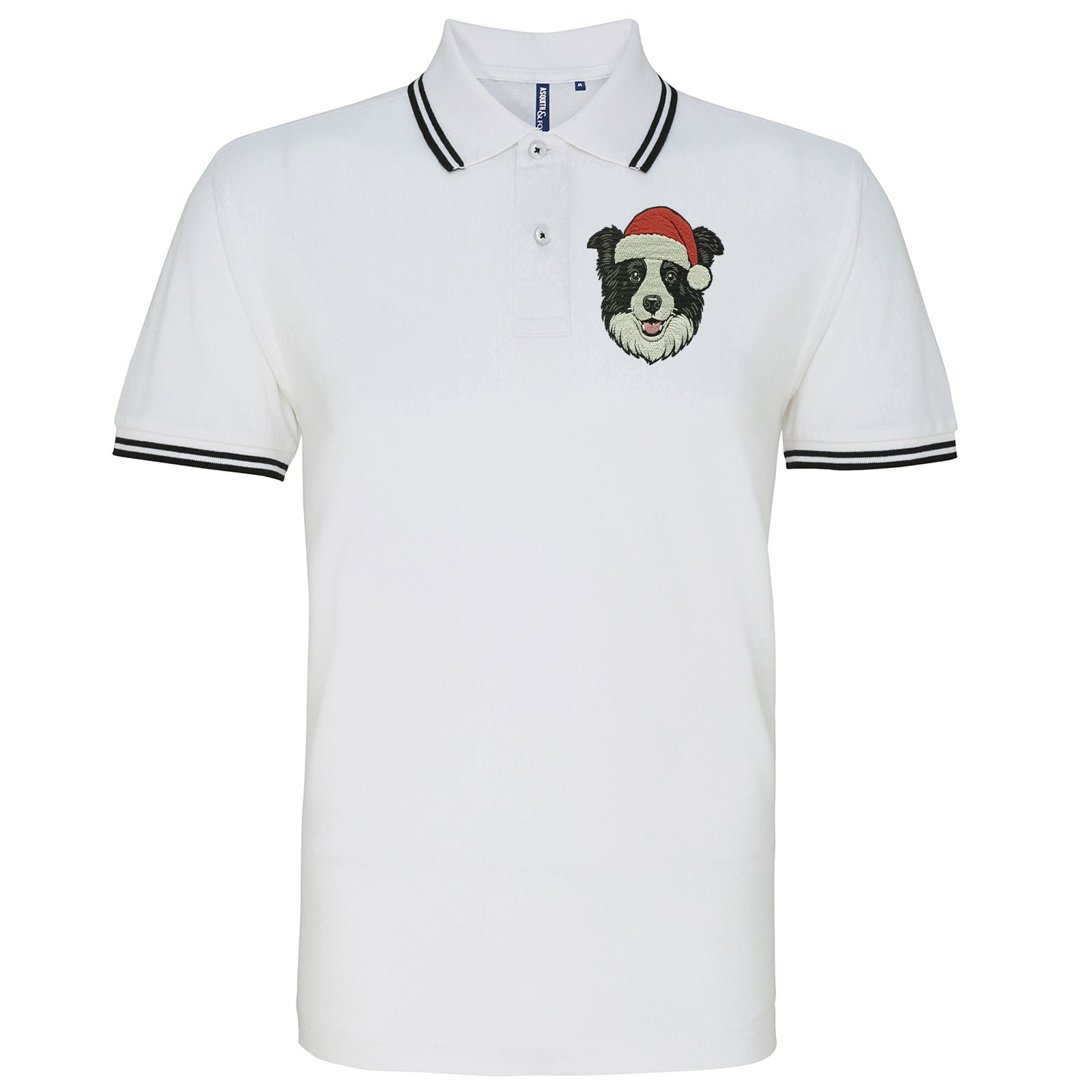 Border Collie Christmas Tipped Polo Shirt