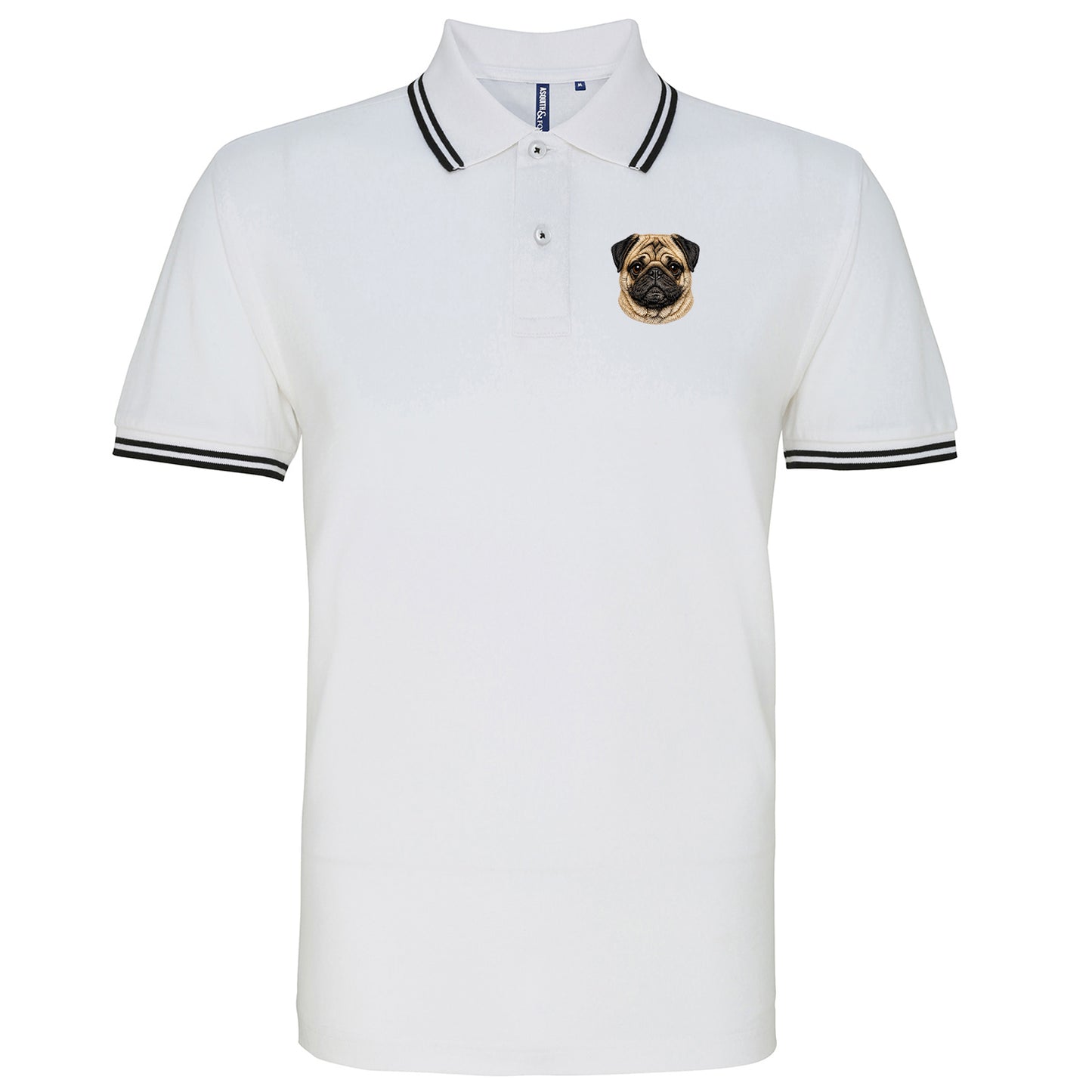 Pug Dog Face Tipped Polo Shirt