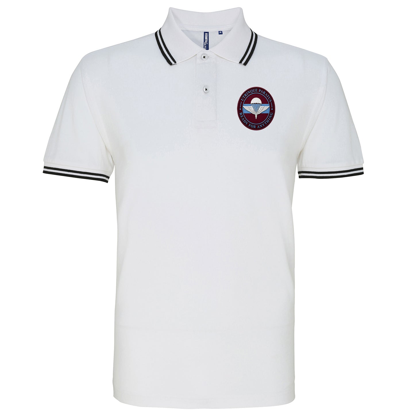 Utrinque Paratus Ready for Anything Embroidered Tipped Polo Shirt