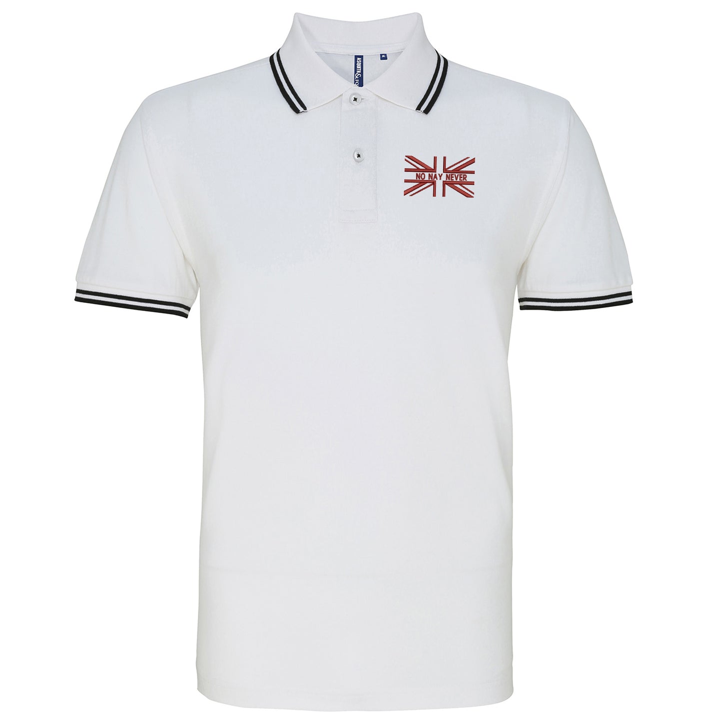 No Nay Never Union Jack Embroidered Tipped Polo Shirt