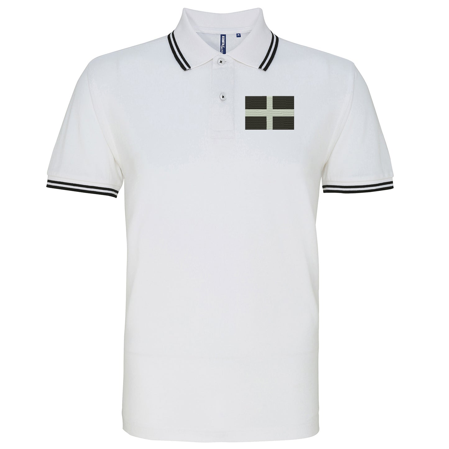 Saint Pirans Flag Embroidered Tipped Polo Shirt