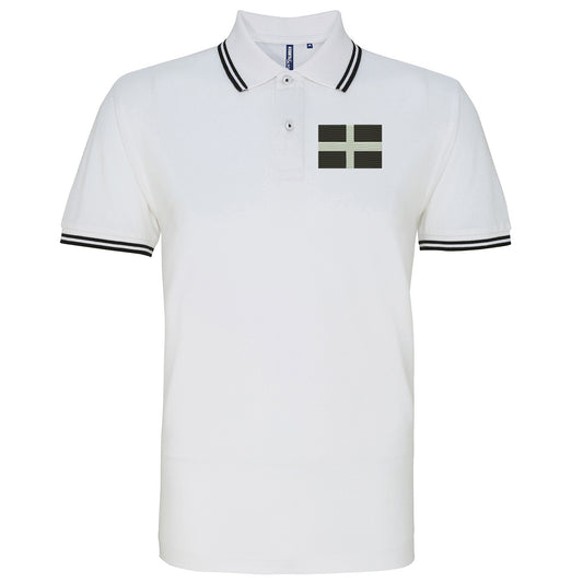 Saint Pirans Flag Embroidered Tipped Polo Shirt