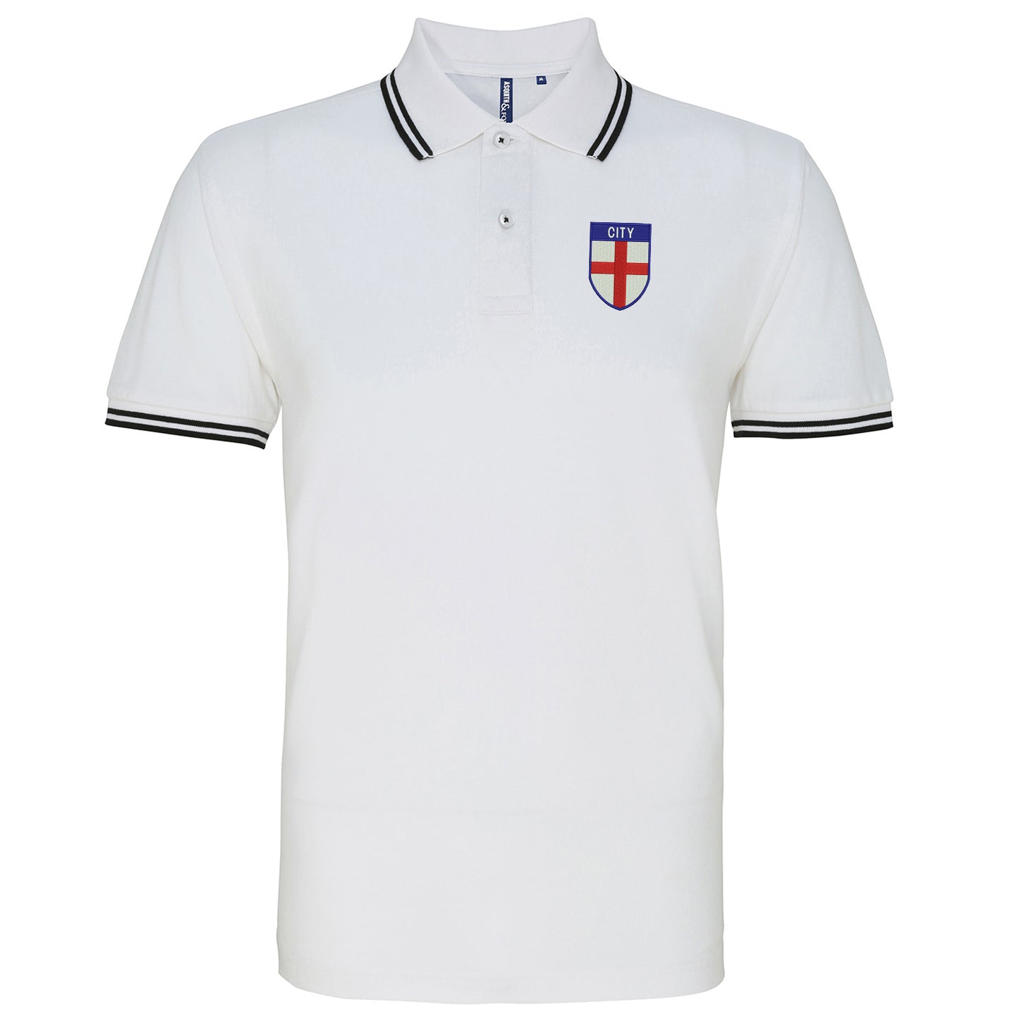 City Flag of England Shield Tipped Embroidered Polo Shirt