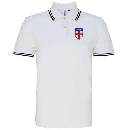 City Flag of England Shield Tipped Embroidered Polo Shirt