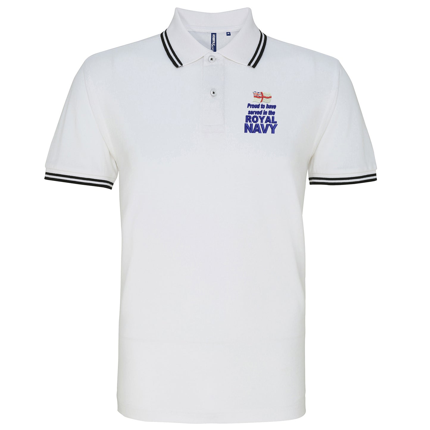Proud to Have Served in The Royal Navy Embroidered Tipped Polo Shirt