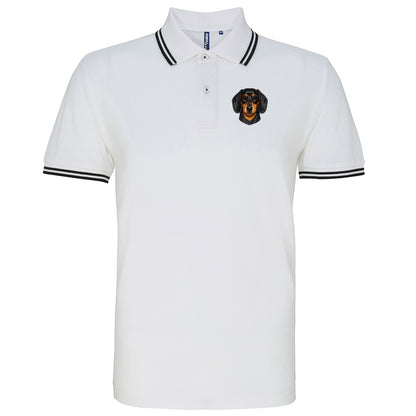 Dachshund Face Embroidered Tipped Polo Shirt