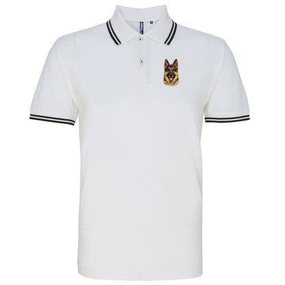 German Shepherd Dog Face Tipped Polo Shirt 