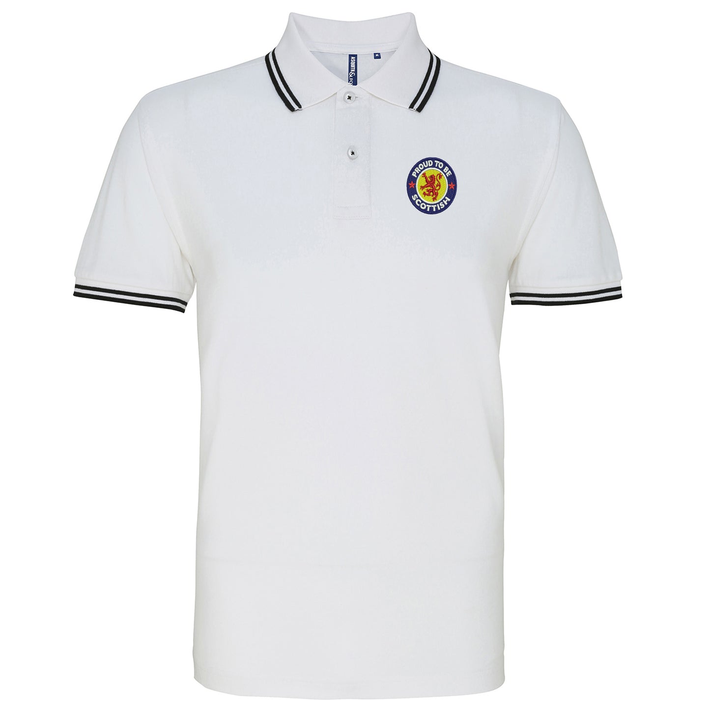 Proud to be Scottish Embroidered Tipped Polo Shirt
