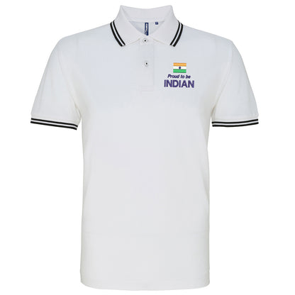 Proud to be Indian Embroidered Tipped Polo Shirt