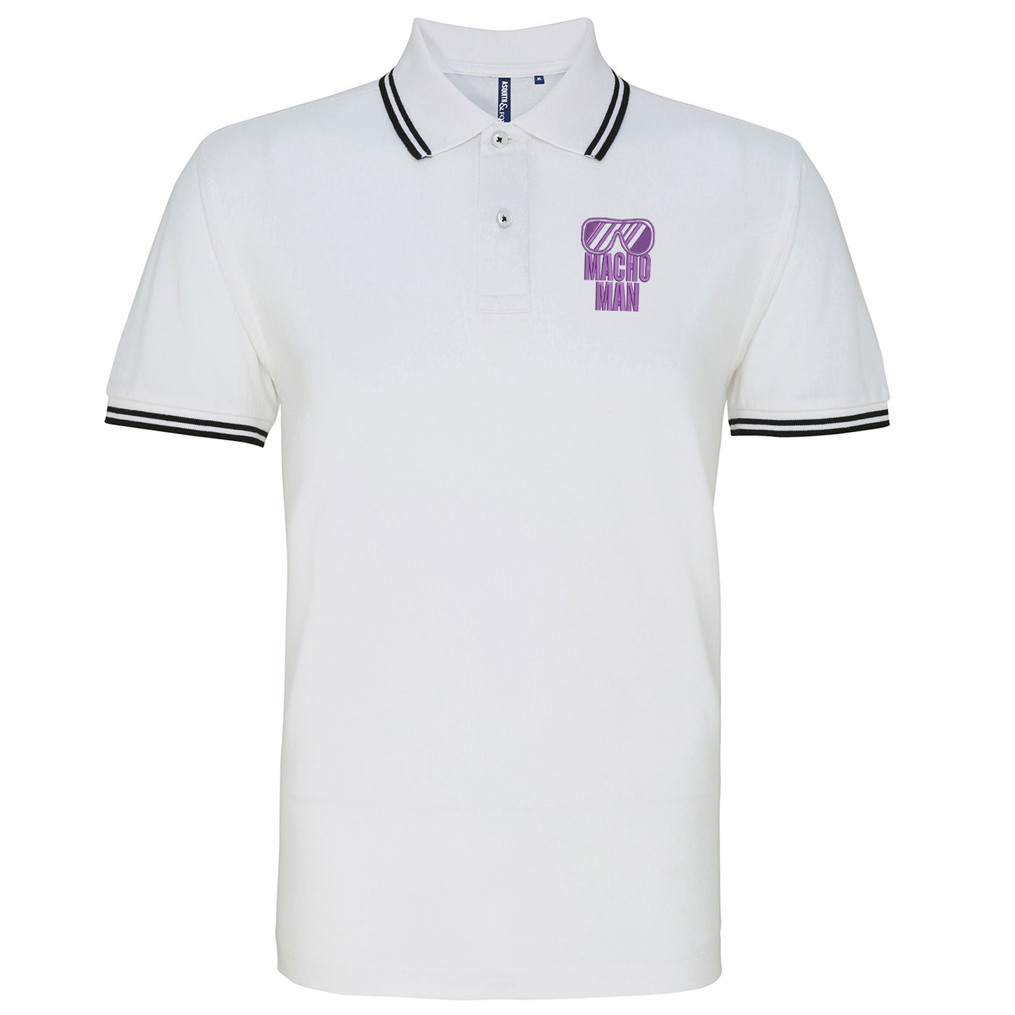 Macho Man Embroidered Tipped Polo Shirt