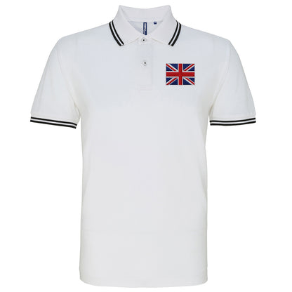 Union Jack Flag Embroidered Tipped Polo Shirt