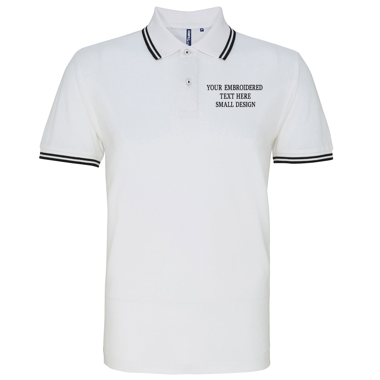 Personalised Custom Small Text Embroidered Tipped Polo Shirt