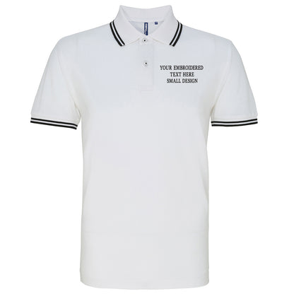 Personalised Custom Small Text Embroidered Tipped Polo Shirt