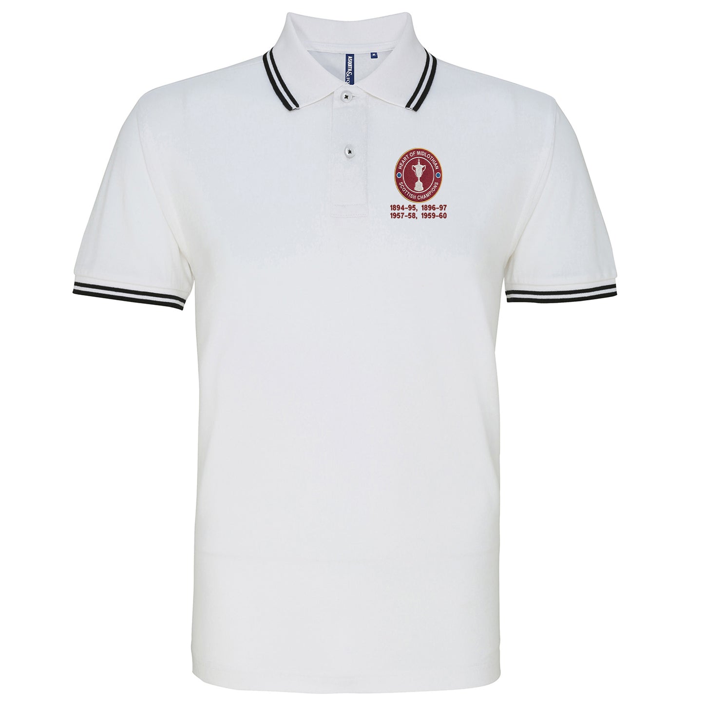 Hearts Scottish Champions Football Tipped Polo Shirt