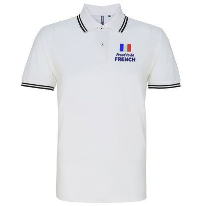 Proud to be French Embroidered Tipped Polo Shirt