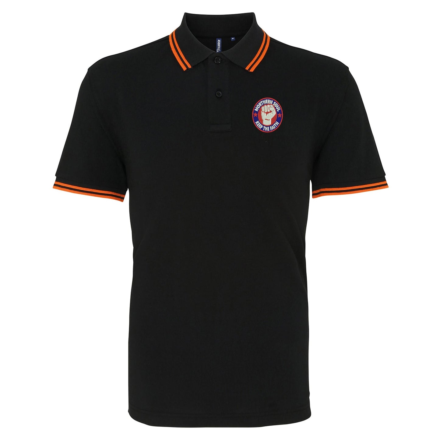 Northern Soul Keep The Faith Embroidered Tipped Polo Shirt